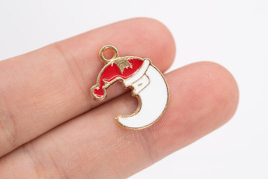 White Christmas Moon Charm