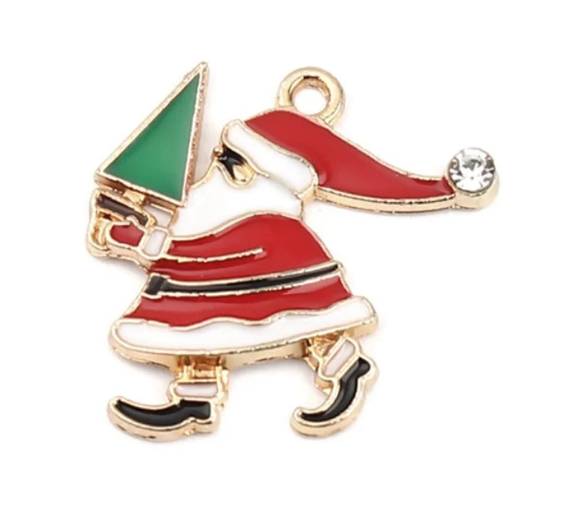 Santa Carrying a Tree Charm